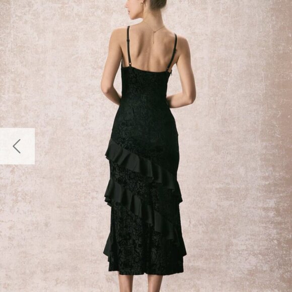 RIHOAS The Black V-Neck Ruffle Tiered Maxi Dress - Picture 3 of 6